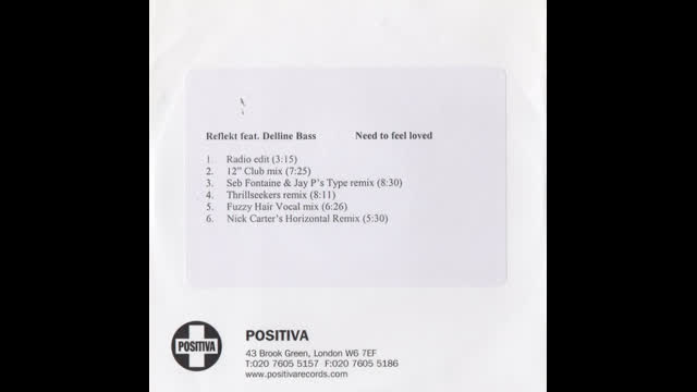 Reflekt feat. Delline Bass - Need To Feel Loved (Thrillseekers Remix)