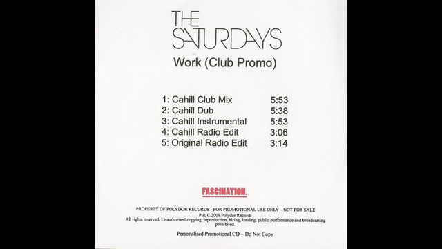 The Saturdays - Work [Cahill Club Mix]