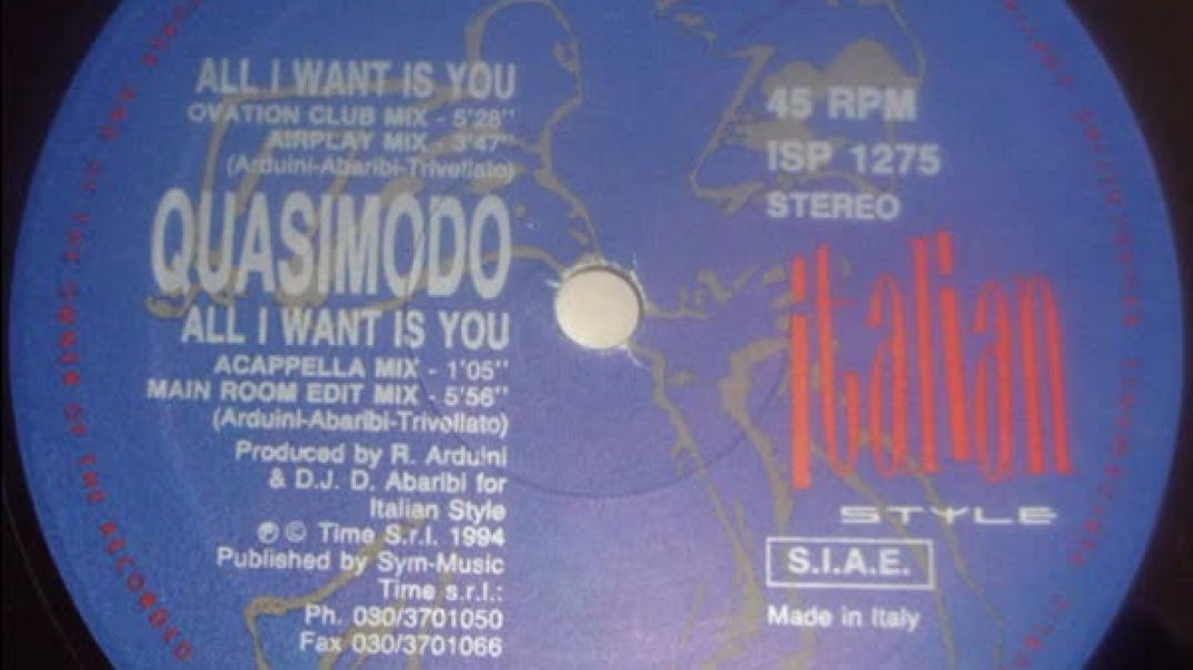 Quasimodo - All I Want Is You (Ovation Club Mix)
